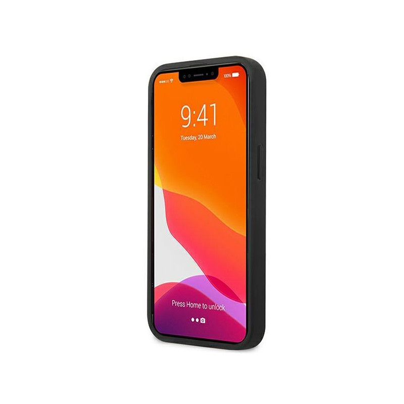 BMW Leather Curve Perforate dėklas iPhone 13 - raudonas