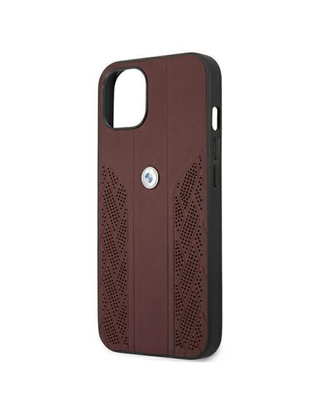 BMW Leather Curve Perforate dėklas iPhone 13 - raudonas BMW Leather Curve Perforate dėklas iPhone 13 - raudonas