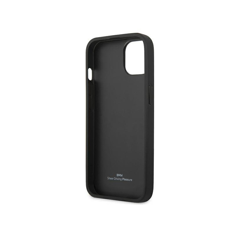 BMW Leather Curve Perforate dėklas iPhone 13 - raudonas