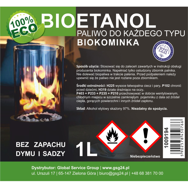 Bioalkoholis bioetanolis BIO kuras biožidiniui 1L