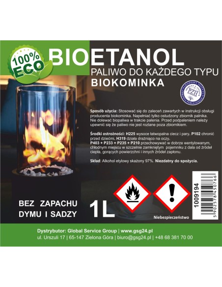 Bioalkoholis bioetanolis BIO kuras biožidiniui 1L Bioalkoholis bioetanolis BIO kuras biožidiniui 1L