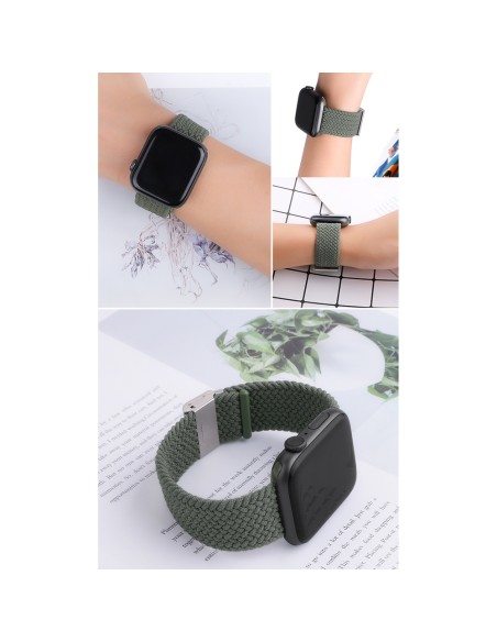 Medžiaginė dirželio apyrankė laikrodžiui 9 / 8 / 7 / 6 / SE / 5 / 4 / 3 / 2 (41 mm / 40 mm / 38 mm) iš pinto audinio dir...