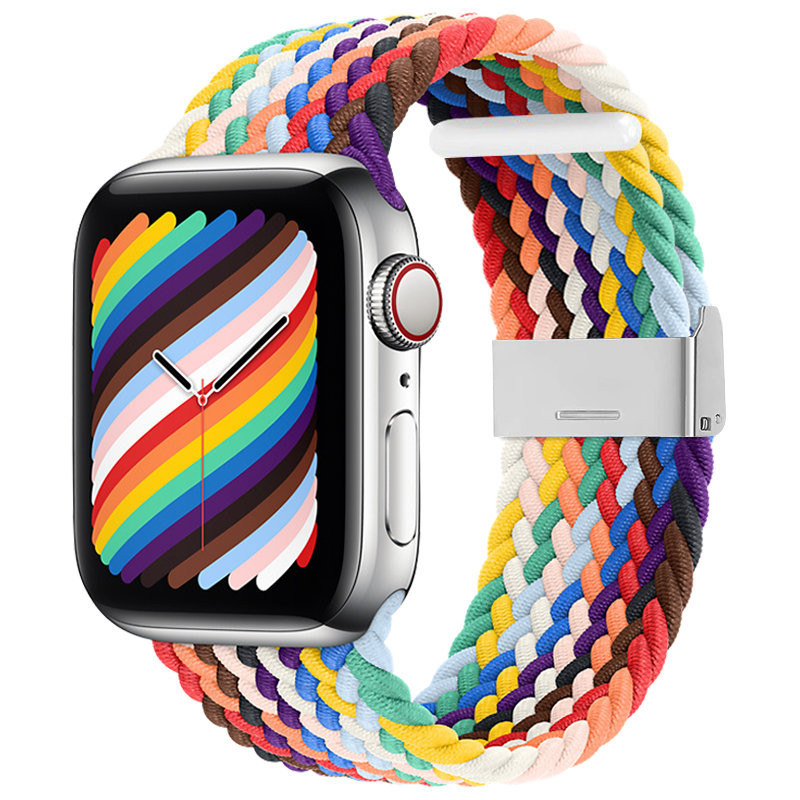 Dirželio audinys Apple Watch Ultra / 9 / 8 / 7 / 6 / SE / 5 / 4 / 3 / 2 (49 / 45 / 44 / 42 mm) pintas - daugiaspalvis Dirželio audinys Apple Watch Ultra / 9 / 8 / 7 / 6 / SE / 5 / 4 / 3 / 2 (49 / 45 / 44 / 42 mm) pintas - daugiaspalvis