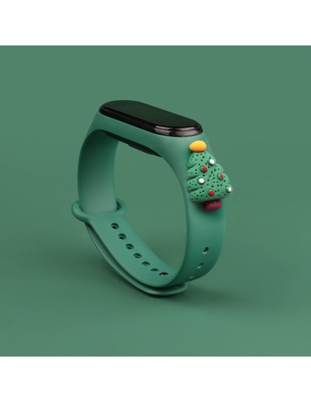 Kalėdinė apyrankė, skirta „Xiaomi Mi Band 4“ / „Mi Band 3“, kalėdinė silikoninė apyrankė tamsiai žalia (Kalėdų eglutė 2) Kalėdinė apyrankė, skirta „Xiaomi Mi Band 4“ / „Mi Band 3“, kalėdinė silikoninė apyrankė tamsiai žalia (Kalėdų eglutė 2)