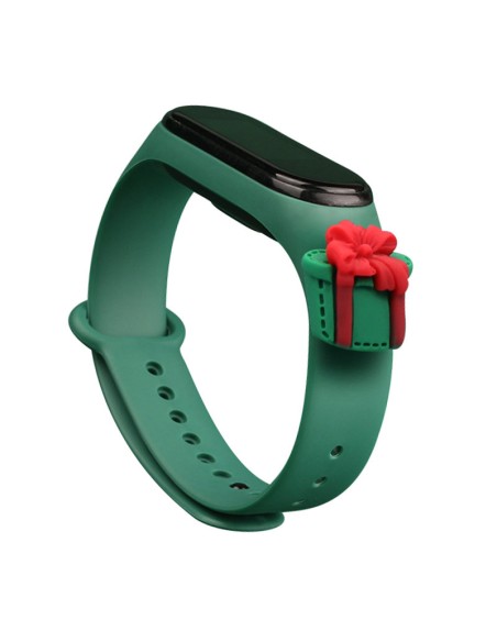 Kalėdinė apyrankė, skirta Xiaomi Mi Band 4 / Mi Band 3 Kalėdinė silikoninė apyrankė tamsiai žalia (dovana) Kalėdinė apyrankė, skirta Xiaomi Mi Band 4 / Mi Band 3 Kalėdinė silikoninė apyrankė tamsiai žalia (dovana)