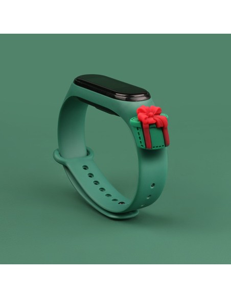 Kalėdinė apyrankė, skirta Xiaomi Mi Band 4 / Mi Band 3 Kalėdinė silikoninė apyrankė tamsiai žalia (dovana) Kalėdinė apyrankė, skirta Xiaomi Mi Band 4 / Mi Band 3 Kalėdinė silikoninė apyrankė tamsiai žalia (dovana)