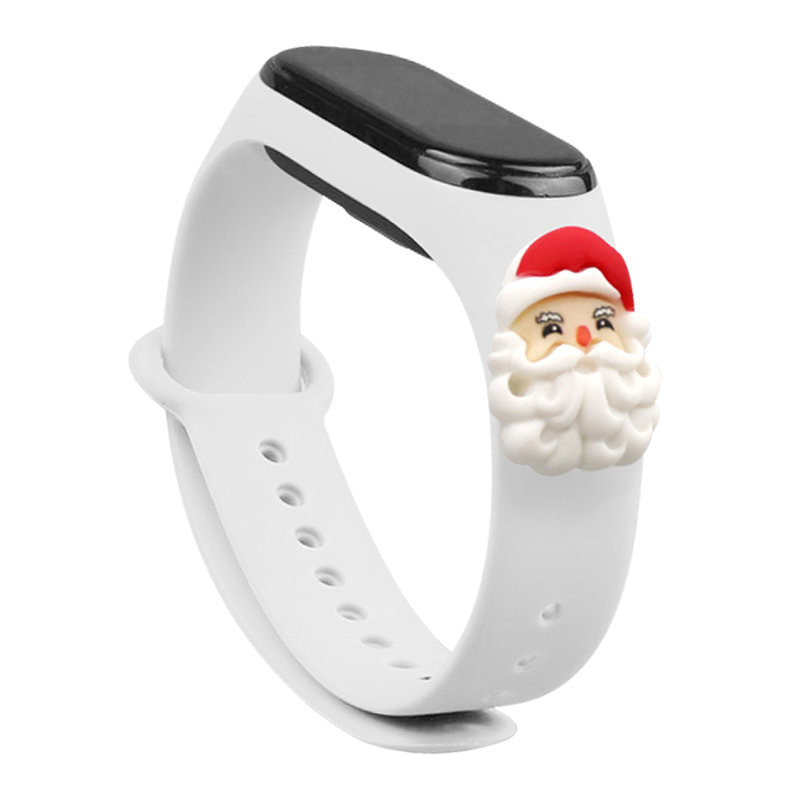 Kalėdinė apyrankė, skirta Xiaomi Mi Band 4 / Mi Band 3 Kalėdinė silikoninė apyrankė balta (Kalėdų Senelis)