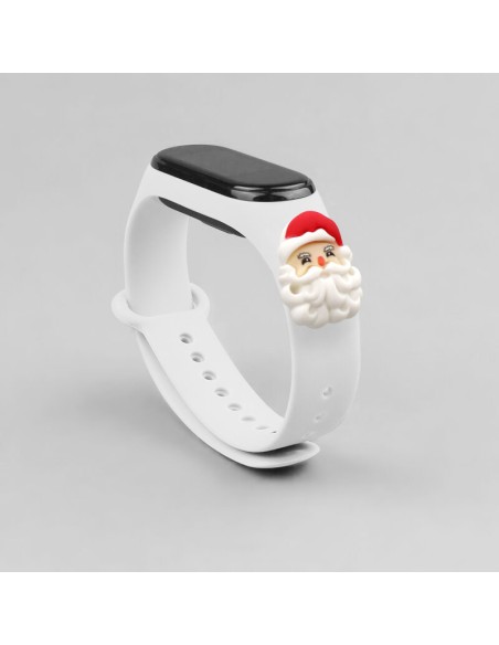 Kalėdinė apyrankė, skirta Xiaomi Mi Band 4 / Mi Band 3 Kalėdinė silikoninė apyrankė balta (Kalėdų Senelis)