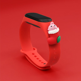 Kalėdinė apyrankė, skirta „Xiaomi Mi Band 4“ / „Mi Band 3“, kalėdinė silikoninė apyrankė, raudona (Kalėdų Senelis 1)