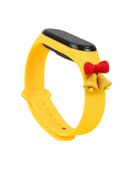 Kalėdinė apyrankė skirta Xiaomi Mi Band 4 / Mi Band 3 Kalėdų silikoninė apyrankė geltona (varpeliai)