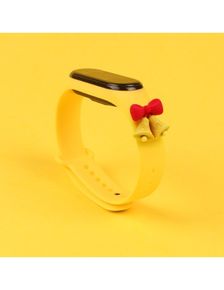 Kalėdinė apyrankė skirta Xiaomi Mi Band 4 / Mi Band 3 Kalėdų silikoninė apyrankė geltona (varpeliai)