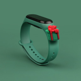Kalėdinė apyrankė, skirta Xiaomi Mi Band 6 / Mi Band 5 Kalėdinė silikoninė apyrankė tamsiai žalia (dovana)