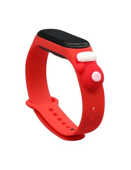 Strap Xmas apyrankė, skirta Xiaomi Mi Band 6 / Mi Band 5 Kalėdinė silikoninė apyrankė raudona (pirštinė)