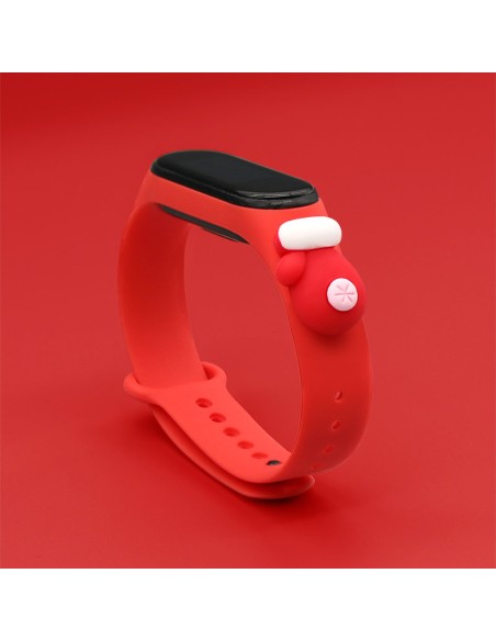 Strap Xmas apyrankė, skirta Xiaomi Mi Band 6 / Mi Band 5 Kalėdinė silikoninė apyrankė raudona (pirštinė)