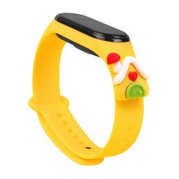 Kalėdinė apyrankė, skirta Xiaomi Mi Band 6 / Mi Band 5 Kalėdinė silikoninė apyrankė, geltona (namas)