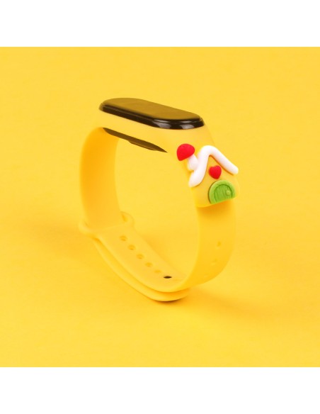 Kalėdinė apyrankė, skirta Xiaomi Mi Band 6 / Mi Band 5 Kalėdinė silikoninė apyrankė, geltona (namas)
