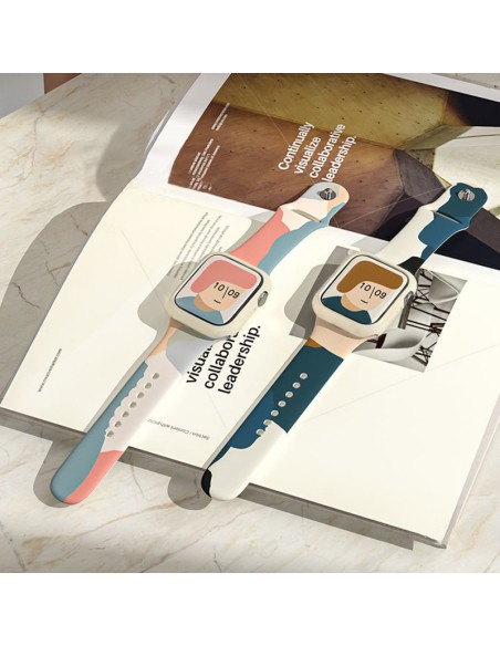 „Apple Watch 9 / 8 / 7 / 6 / SE / 5 / 4 / 3 / 2 (41 mm / 40 mm / 38 mm) silikoninio dirželio laikrodžio apyrankės 1 mode...