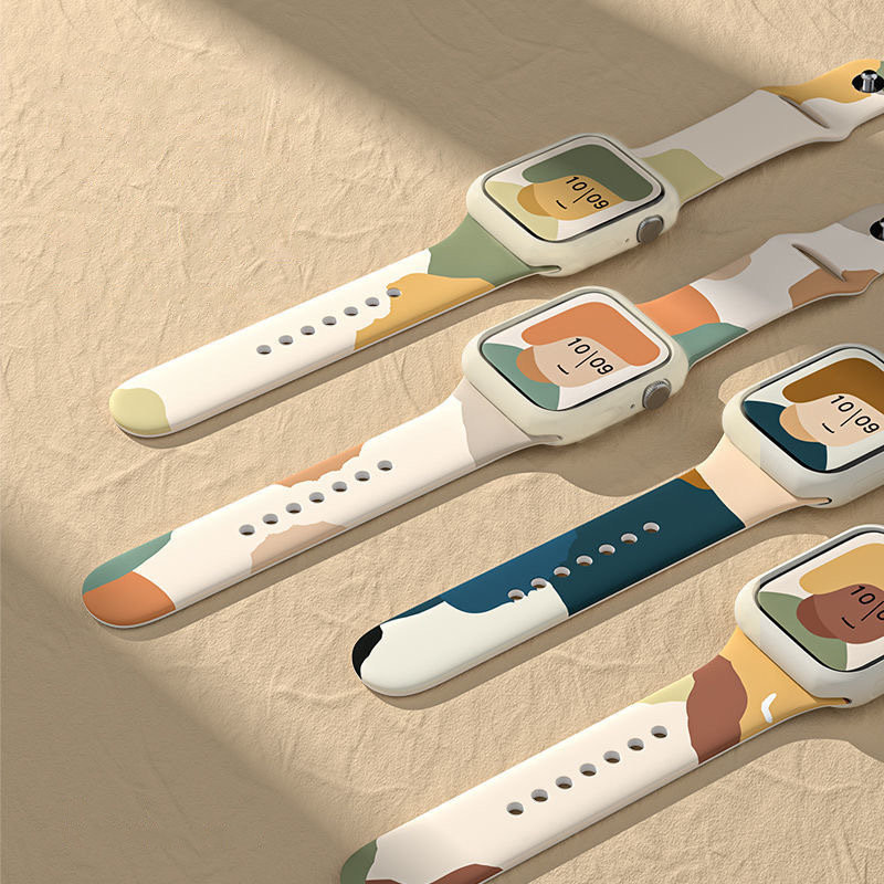 „Apple Watch 9 / 8 / 7 / 6 / SE / 5 / 4 / 3 / 2 (41 mm / 40 mm / 38 mm) silikoninio dirželio laikrodžio apyrankės 1 mode...