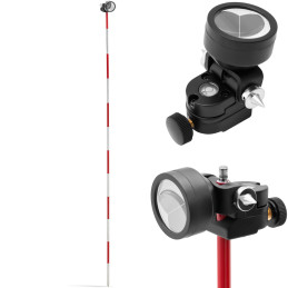 Mini prizminis geodezinis tolimačio veidrodis su stulpo sidabro danga Dia. 3,5 cm 1,26 m
