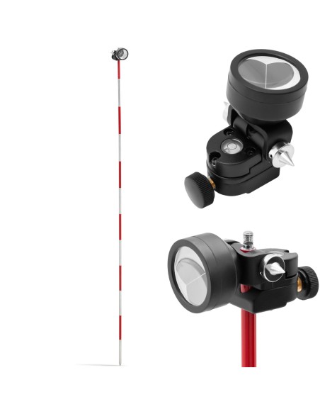 Mini prizminis geodezinis tolimačio veidrodis su stulpo sidabro danga Dia. 3,5 cm 1,26 m Mini prizminis geodezinis tolimačio veidrodis su stulpo sidabro danga Dia. 3,5 cm 1,26 m