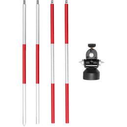 Mini prizminis geodezinis tolimačio veidrodis su stulpo sidabro danga Dia. 3,5 cm 1,26 m