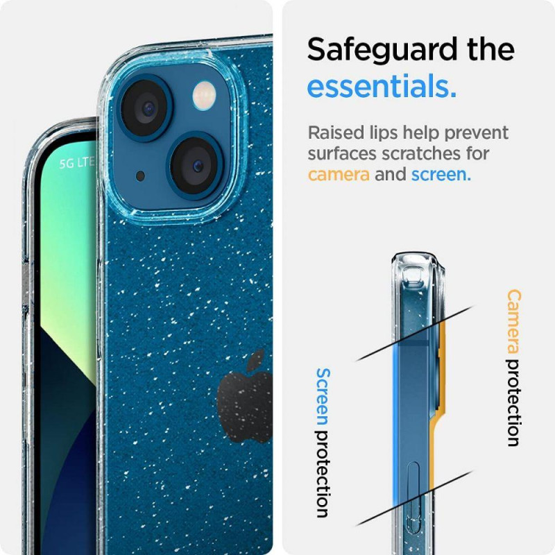 Spigen Liquid Crystal dėklas iPhone 13 - skaidrus ir blizgantis