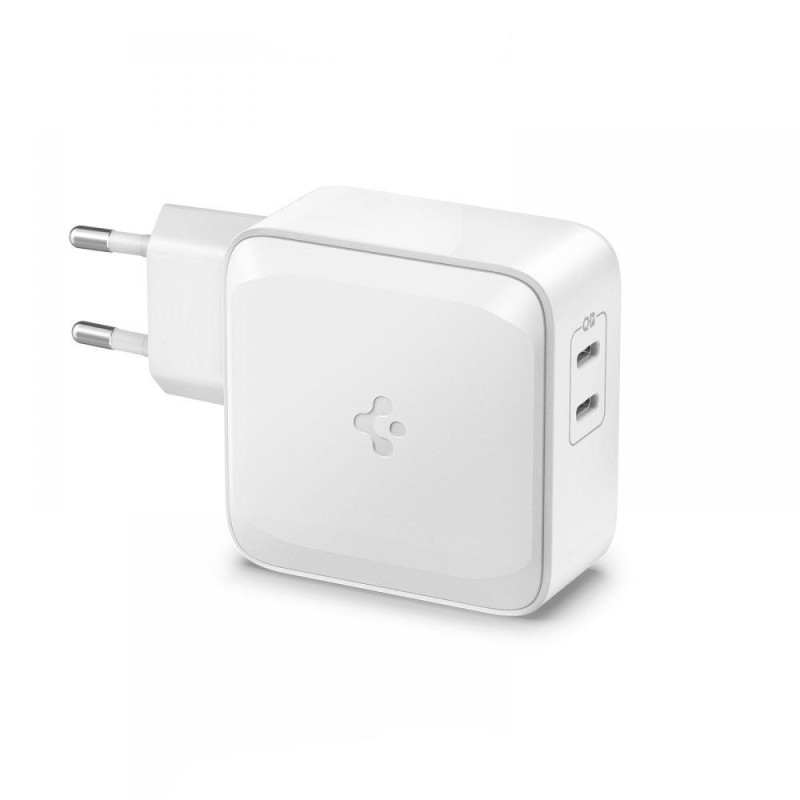 Spigen PowerArc PE2007EU sieninis įkroviklis su 2x USB-C PD 60W QC3.0 - balta Spigen PowerArc PE2007EU sieninis įkroviklis su 2x USB-C PD 60W QC3.0 - balta