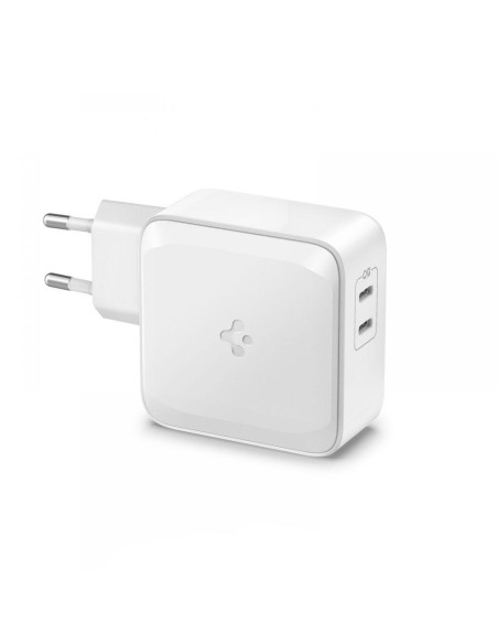 Spigen PowerArc PE2007EU sieninis įkroviklis su 2x USB-C PD 60W QC3.0 - balta