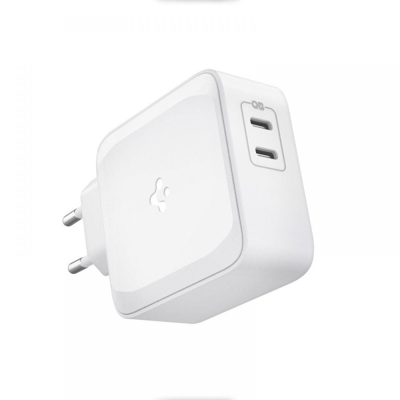 Spigen PowerArc PE2007EU sieninis įkroviklis su 2x USB-C PD 60W QC3.0 - balta