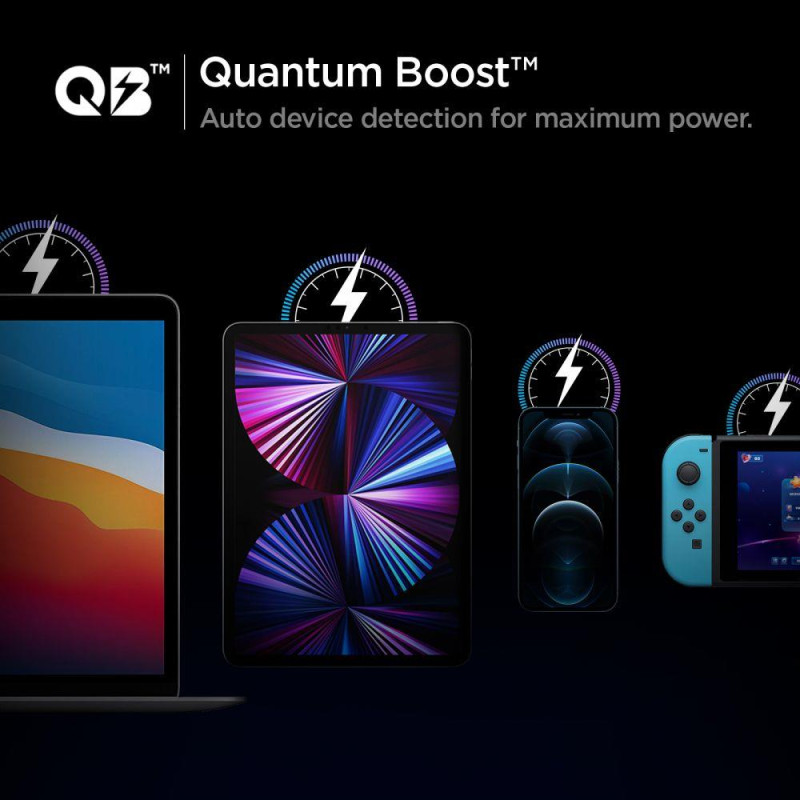 Spigen PowerArc PE2007EU sieninis įkroviklis su 2x USB-C PD 60W QC3.0 - balta