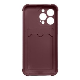 „Card Armor Case“ dėklo dėklas, skirtas „iPhone 13 Pro Max Card Wallet“, silikoninis šarvų oro pagalvės dėklas, avietini...