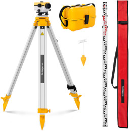 Optinis savaime išsilyginantis nivelyras su trikoju ir lazdele – padidinimas 32x sk. 40 mm