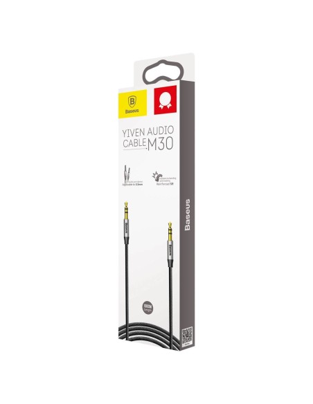 Yiven M30 stereo garso kabelis AUX 3,5 mm vyriškas mini lizdas 1 m sidabro-juodo