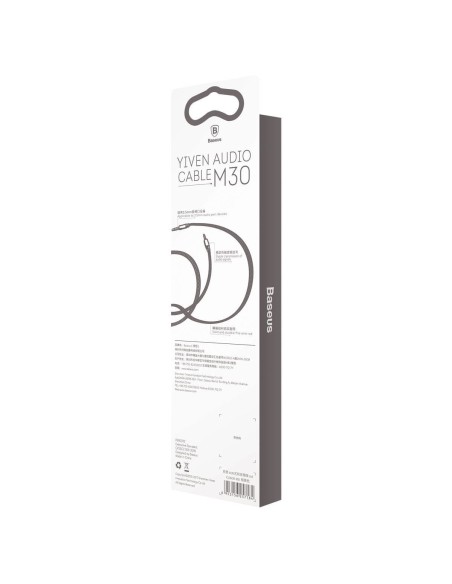 Yiven M30 stereo garso kabelis AUX 3,5 mm vyriškas mini lizdas 1 m sidabro-juodo