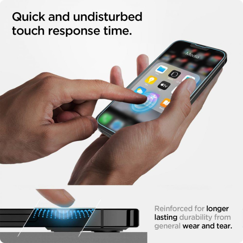 Spigen Glas.tR EZ Fit grūdintas stiklas iPhone 13 / 13 Pro / 14 - 2 vnt.