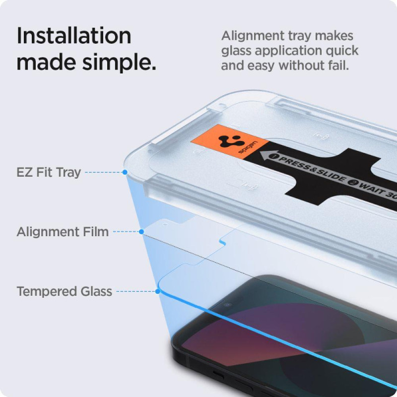 Spigen Glas.tR EZ Fit grūdintas stiklas iPhone 13 / 13 Pro / 14 - 2 vnt.