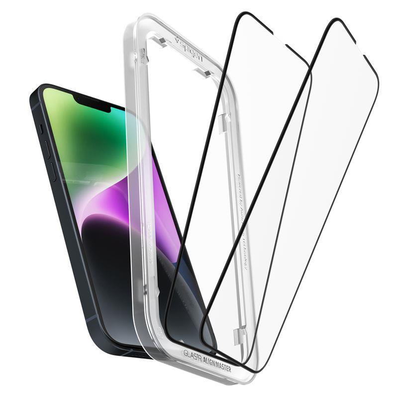 Spigen ALM Glass FC grūdintas stiklas, skirtas iPhone 13/ 13 Pro/ 14 – juodas