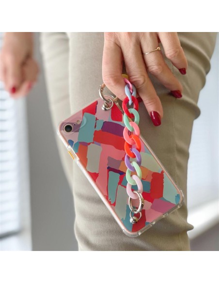 Spalvotas grandinės dėklas Gelinis lankstus dėklas su grandinės pakabuku, skirtas iPhone 13 mini Multicolor (3)