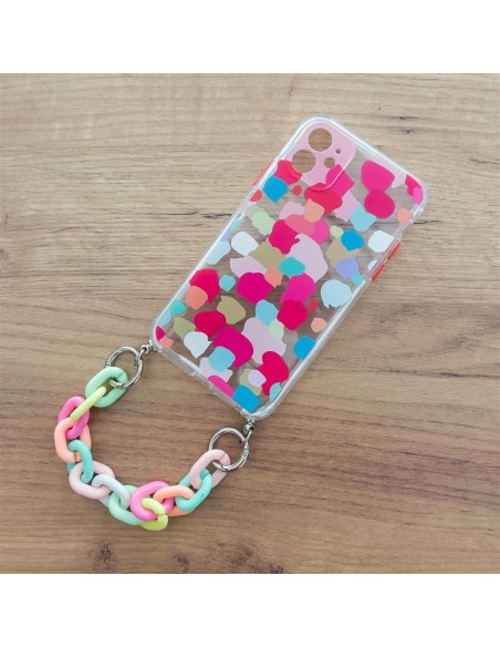 Spalvotas grandinės dėklas Gelinis lankstus dėklas su grandinės pakabuku, skirtas iPhone 13 mini Multicolor (3)