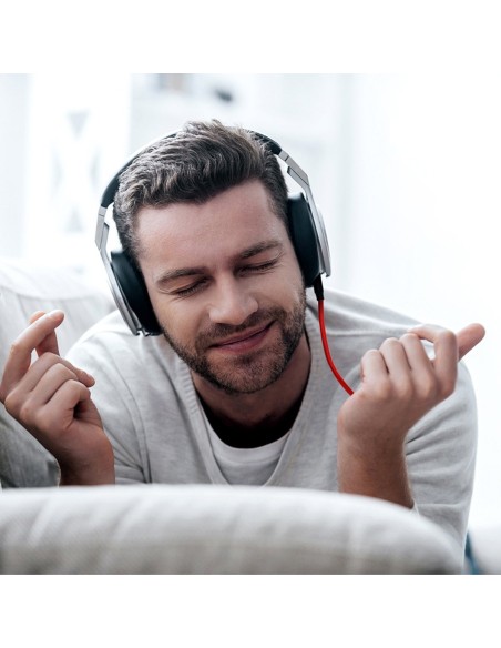 Yiven M30 stereo garso kabelis AUX 3,5 mm vyriškas mini lizdas 1 m sidabro-juodo