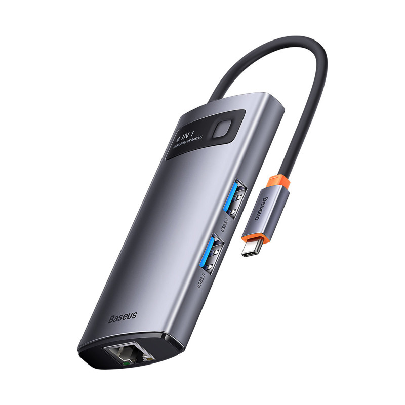 Metal Gleam serijos HUB 4in1 USB-C 3xUSB 3.2 RJ45 prijungimo stotelė
