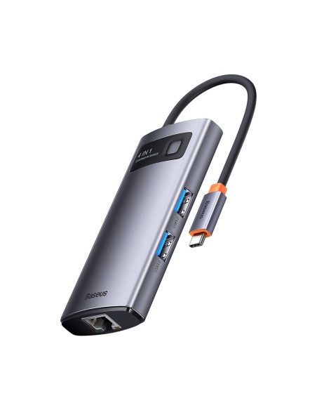 Metal Gleam serijos HUB 4in1 USB-C 3xUSB 3.2 RJ45 prijungimo stotelė Metal Gleam serijos HUB 4in1 USB-C 3xUSB 3.2 RJ45 prijungimo stotelė