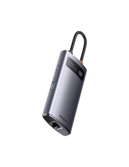 Metal Gleam serijos HUB 4in1 USB-C 3xUSB 3.2 RJ45 prijungimo stotelė Metal Gleam serijos HUB 4in1 USB-C 3xUSB 3.2 RJ45 prijungimo stotelė