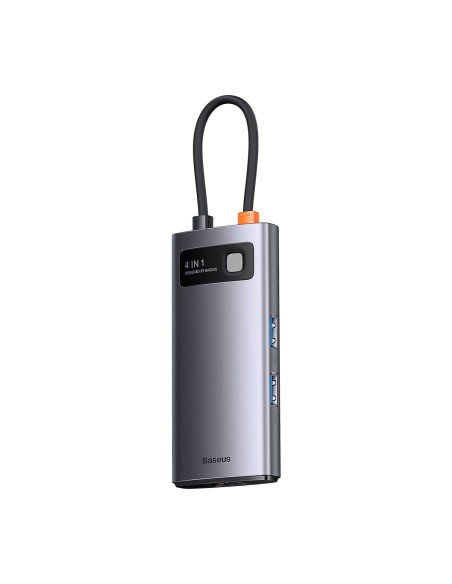 Metal Gleam serijos HUB 4in1 USB-C 3xUSB 3.2 RJ45 prijungimo stotelė Metal Gleam serijos HUB 4in1 USB-C 3xUSB 3.2 RJ45 prijungimo stotelė