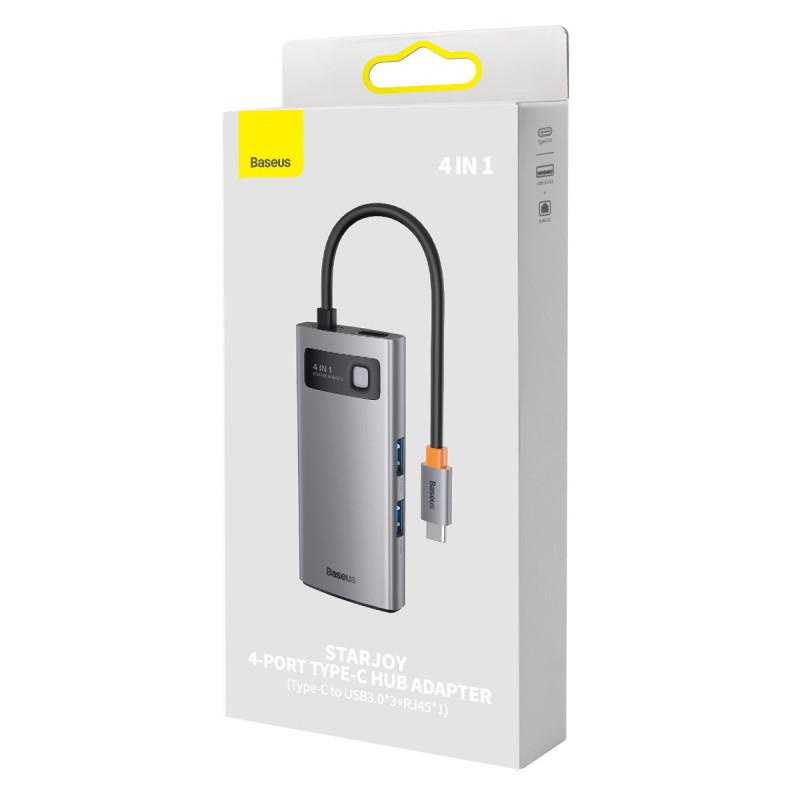 Metal Gleam serijos HUB 4in1 USB-C 3xUSB 3.2 RJ45 prijungimo stotelė