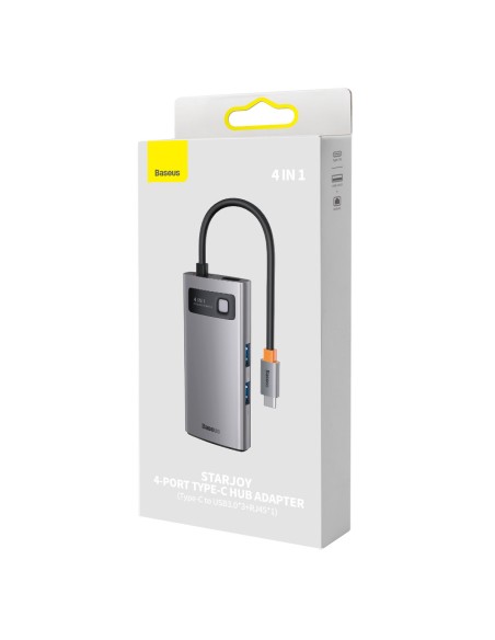 Metal Gleam serijos HUB 4in1 USB-C 3xUSB 3.2 RJ45 prijungimo stotelė Metal Gleam serijos HUB 4in1 USB-C 3xUSB 3.2 RJ45 prijungimo stotelė