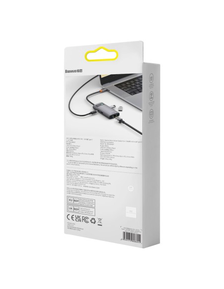 Metal Gleam serijos HUB 4in1 USB-C 3xUSB 3.2 RJ45 prijungimo stotelė Metal Gleam serijos HUB 4in1 USB-C 3xUSB 3.2 RJ45 prijungimo stotelė