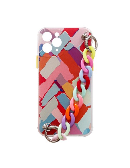 Spalvotas grandinės dėklas Gelinis lankstus dėklas su grandinės pakabuku, skirtas Samsung Galaxy S21+ 5G (S21 Plus 5G) D...