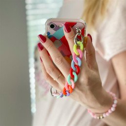 Spalvotas grandinės dėklas Gelinis lankstus dėklas su grandinės pakabuku, skirtas Samsung Galaxy S21+ 5G (S21 Plus 5G) D...