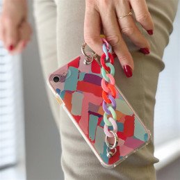 Spalvotas grandinės dėklas Gelinis lankstus dėklas su grandinės pakabuku, skirtas Samsung Galaxy S21 Ultra 5G Multicolor...